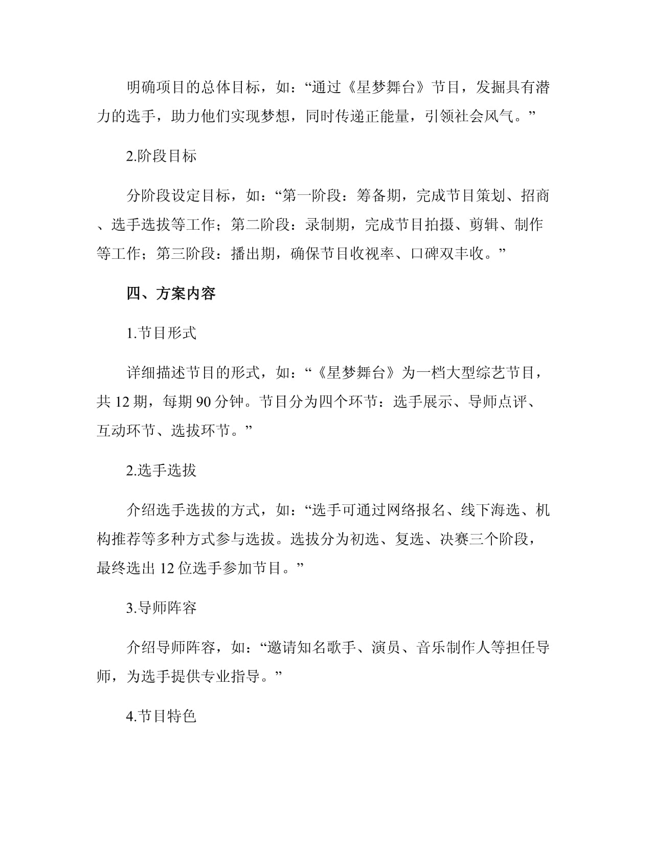 广播电视制作策划方案格式